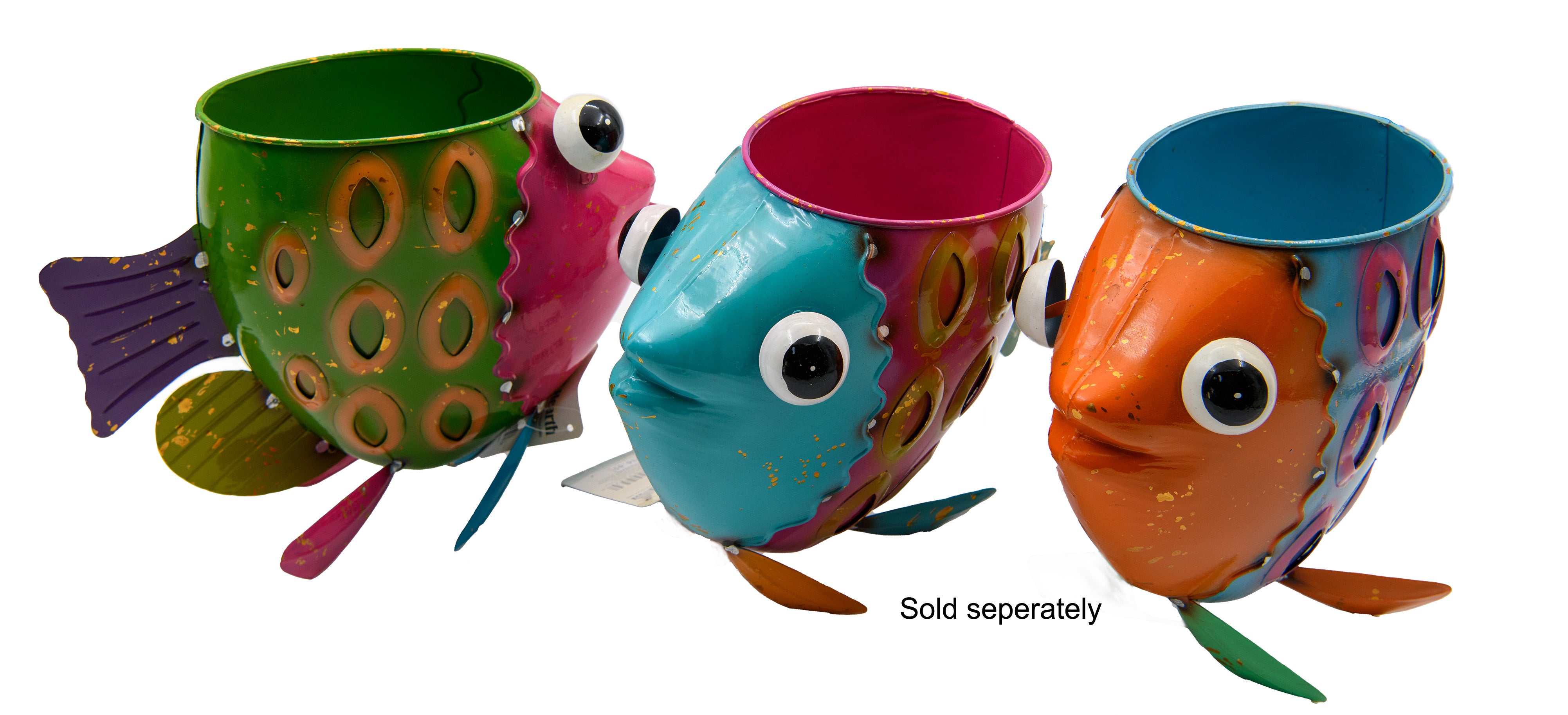fish planter pots Metal Fish Planter Assorted Colors Blue