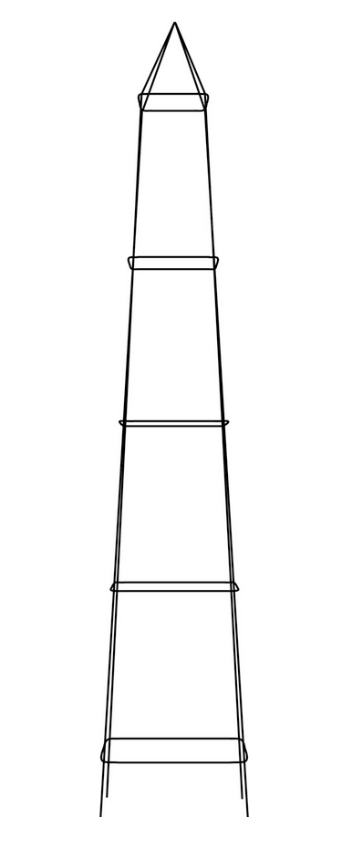 A line drawing of a tall, solid steel obelisk with a square base.