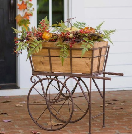 Wooden wagon planter / Drink holder with wheels