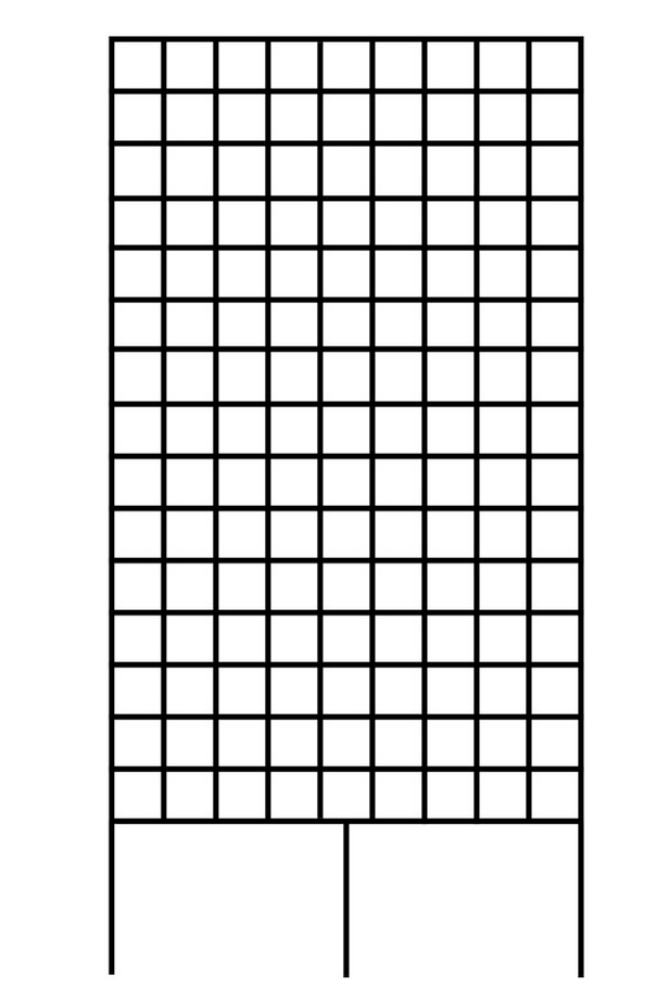 An image of a flat top trellis, showing a grid pattern of square cells on a rectangular frame.