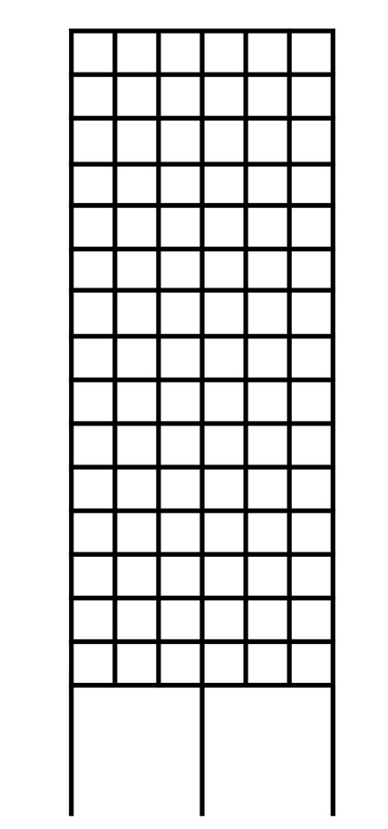 An image showing a flat top trellis with a 5' x 2' dimension. The trellis is made of solid steel and has a grid-like pattern.