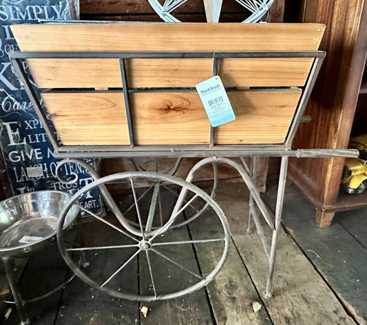 Wooden wagon planter / Drink holder with wheels