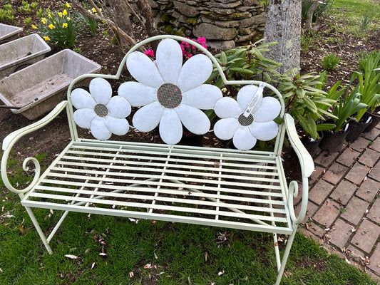 Garden bench with Daisies