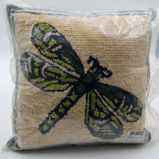 Indoor/Outdoor Dragonfly Hooked Pillow