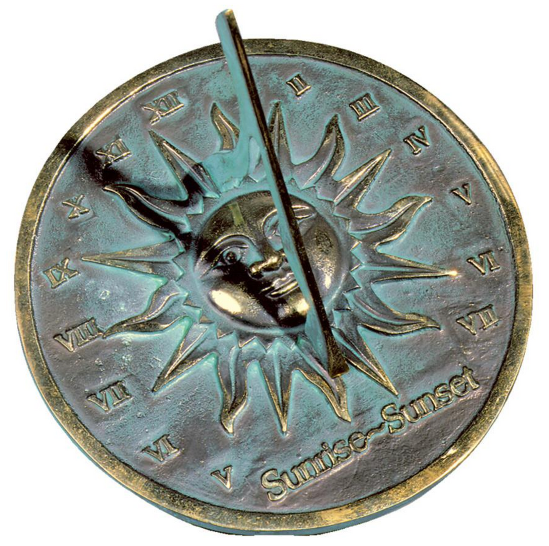 Solid Brass Sunrise-Sunset Sundial – Fieldstone Gardens Inc