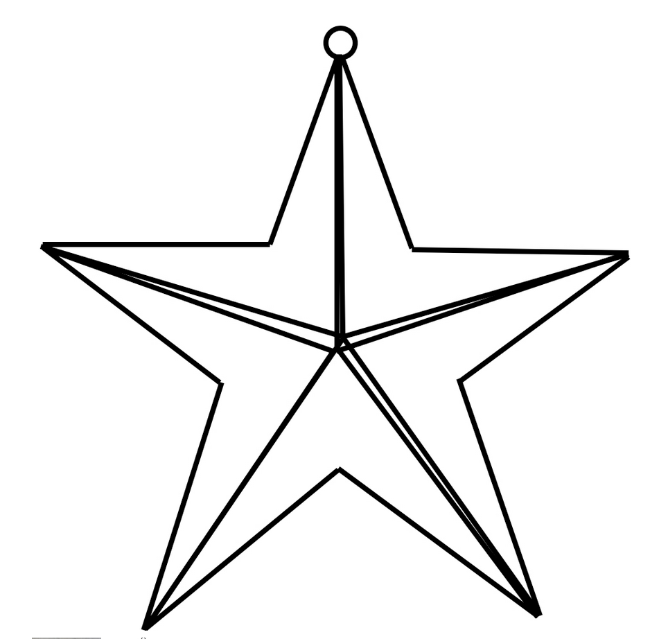 A black metal star-shaped decorative wall hanging.
