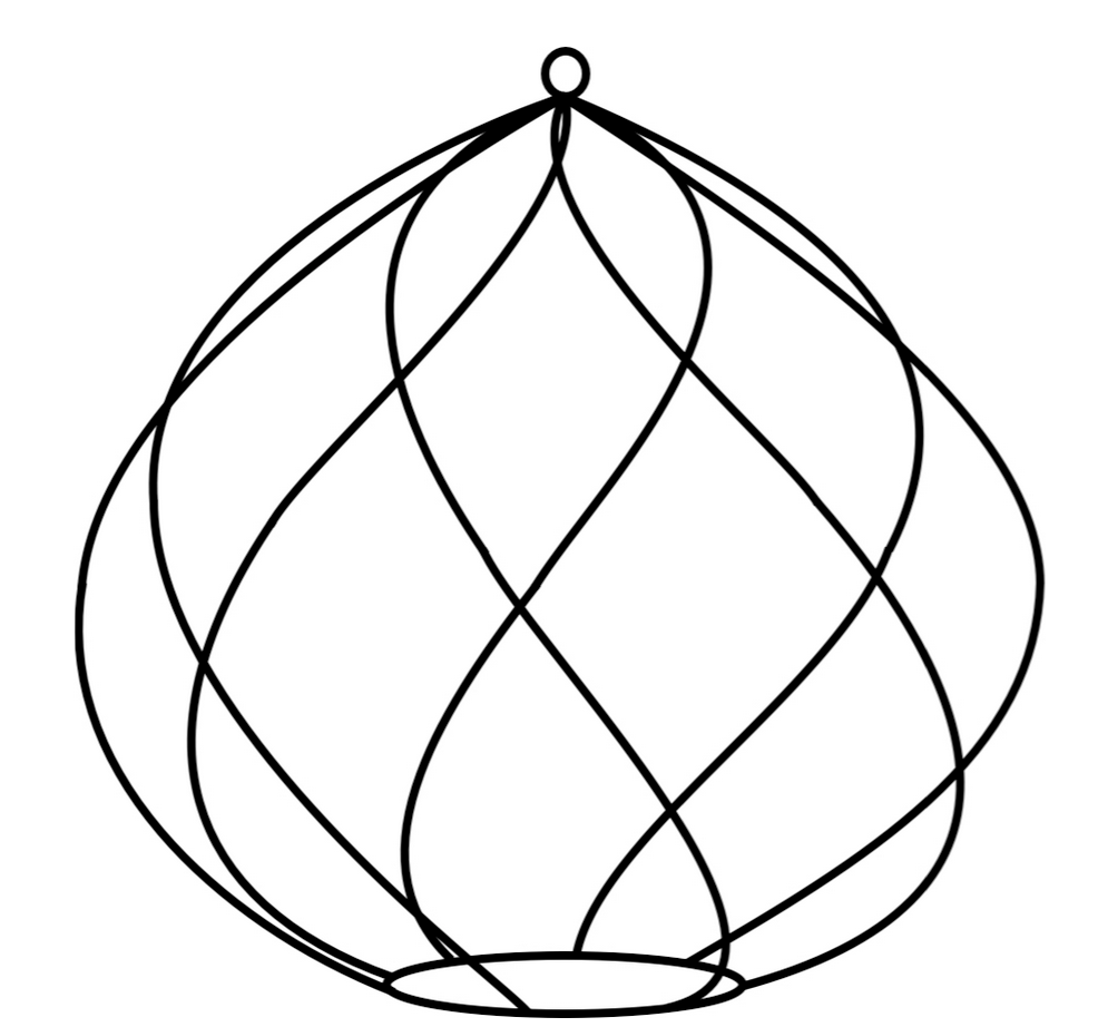 An mage of a circular decorative artwork made of intertwined lines forming a spiral or swirl pattern.